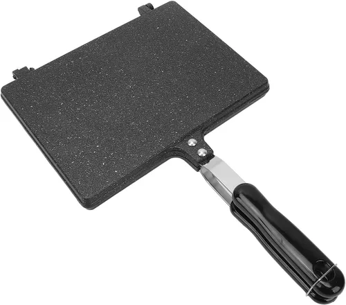 Miniatura 8 de WALFRONT Máquina de sándwiches tostados para estufa, fabricante de panini a la parrilla antiadherente, aleación de aluminio para gofres, desayuno