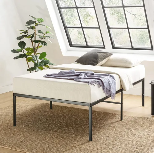 Miniatura 18 de Base de cama metálica de 18 pulgadas Best Price Mattress, con listones de acero de alta resistencia, color blanco, tamaño King