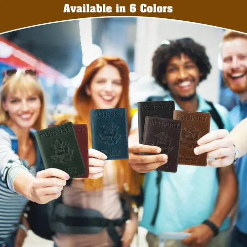 Miniatura 7 de Jack&Chris Funda de cuero para pasaporte, funda de viaje para hombres y mujeres, Marrón1, Casual