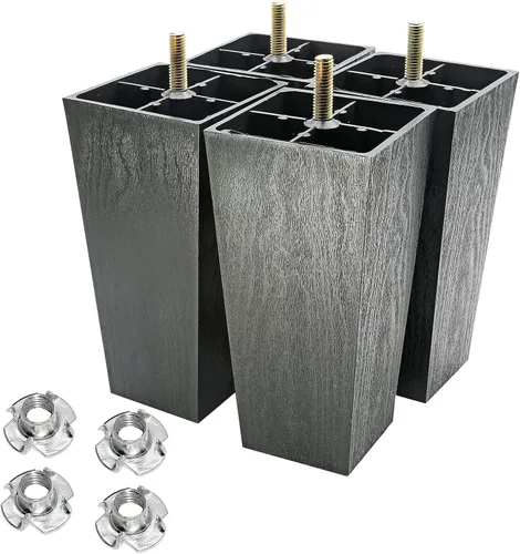 Miniatura 14 de Murtenze 4 patas de plástico para sofá de 2 pulgadas, patas de repuesto negras para sofá, patas redondas para muebles con pernos M8 para sofá