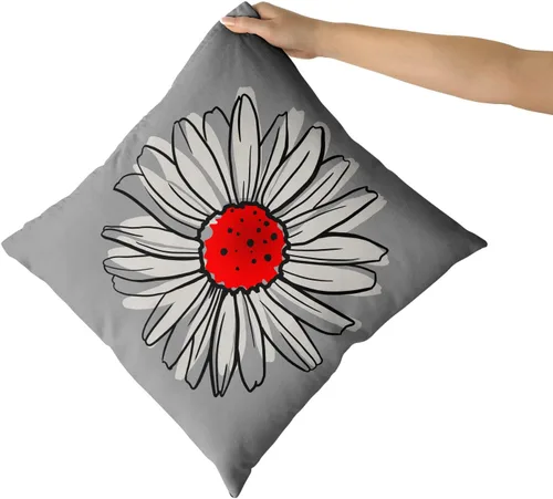 Miniatura 8 de Fundas de almohada de margaritas rojas de 18 x 18 pulgadas, fundas de almohada florales modernas y abstractas de flores, juego de 2 fundas