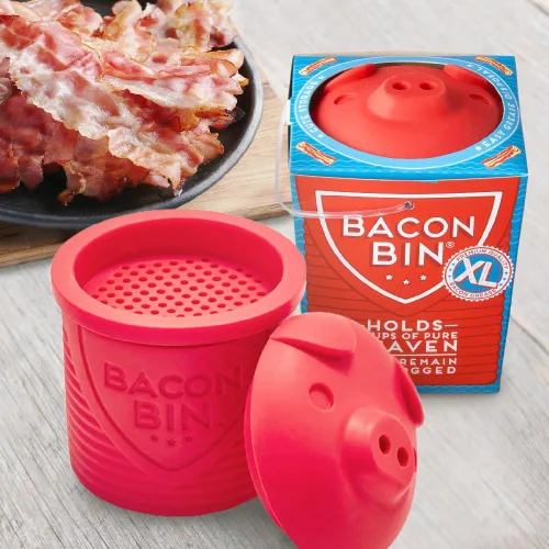 Miniatura 2 de Talisman Designs Colador y colector de grasa de bacon Tamaño XL Herramientas de cocina familiares Recipiente de grasa de silicona divertido