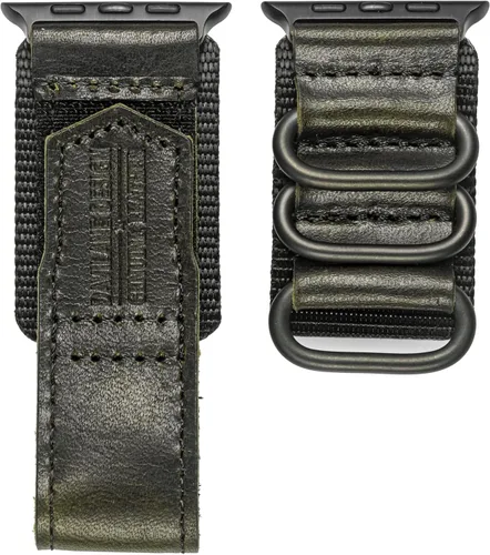 Miniatura 7 de Compatible with Apple Watch Band,Rugged Replacement Leather Nylon Strap With Three Buckle Loop Design For iWatch Ultra 3/2/1, Series