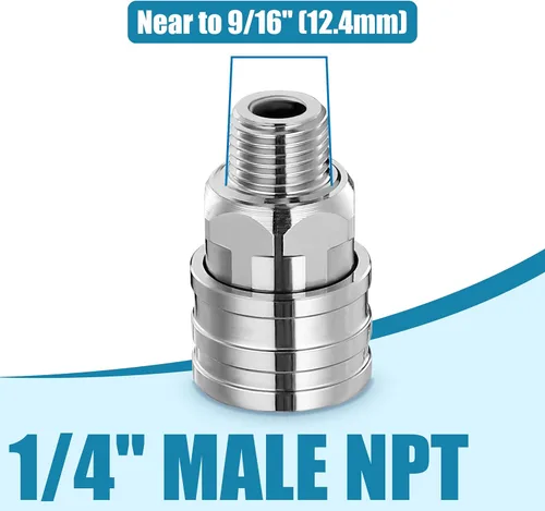 Miniatura 5 de JOEJET Accesorios para lavadora a presión de 1/4 pulgadas, adaptador de lavadora a presión de acero inoxidable, enchufe de conexión rápida de 1/4