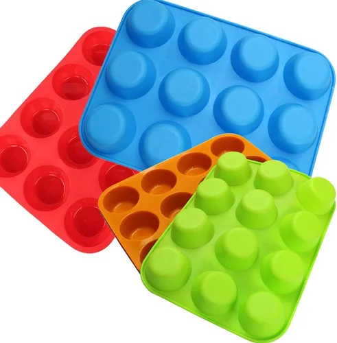 Miniatura 4 de Qtopun Mini molde de silicona para magdalenas, 4 unidades de 24 tazas de molde de silicona para hornear, moldes de silicona para magdalenas
