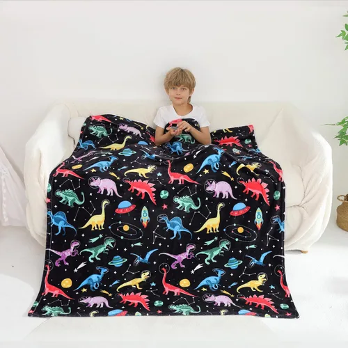Miniatura 22 de Softan Manta Decorativa de Unicornios para Niños que Brilla en la Oscuridad, Regalos de Manta para Niños y Niñas, Manta de Franela Suave y Acogedora