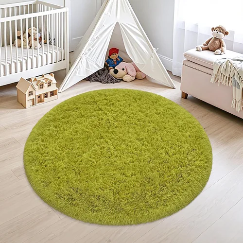 Miniatura 29 de Alfombra circular pequeña para dormitorio, 2 x 2 pies, color azul, para decoración de habitación de niños, redonda esponjosa para guardería