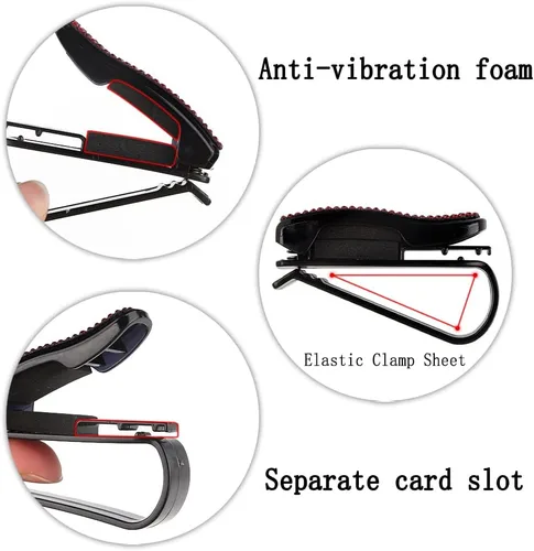 Miniatura 4 de Turcee Juego de 2 soportes para lentes de sol con diamantes de imitación brillantes para visera de automóvil con esponja antiarañazos, decoración