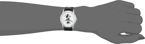 Miniatura 2 de Disney Minnie Mouse - Reloj clásico con correa de cuero de cuarzo para adultos, manos articuladas, analógico, Negro