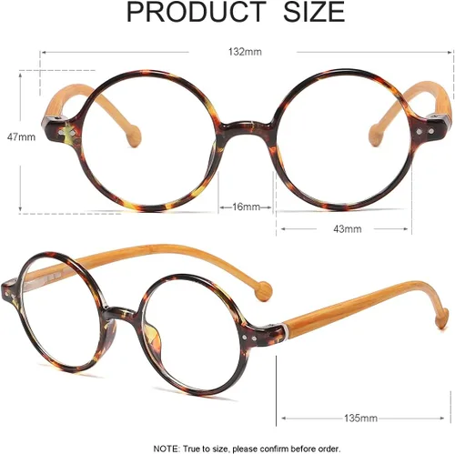 Miniatura 3 de JOVAKIT Lentes de bloqueo de luz azul redondos retro para mujeres y hombres, estilo literario vintage, sin receta
