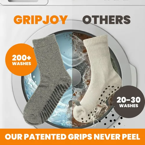Miniatura 3 de Calcetines Gripjoy de agarre para mujer, antideslizantes, calcetines de agarre para mujer y hombre, para pilates, yoga, hospital, 3 pares, de largo