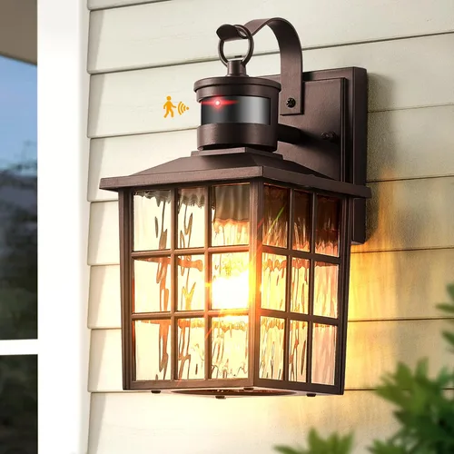 Miniatura 16 de VIANIS Luces de pared al aire libre con sensor de movimiento, luces de pared blancas del atardecer al amanecer, accesorio de luz exterior, linterna