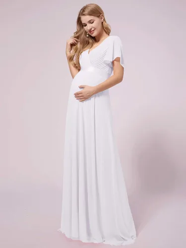 Miniatura 3 de Ever-Pretty Womens Chiffon V-Neck Short Sleeve A-line Ruched Summer Maternity Dresses 09890-EY