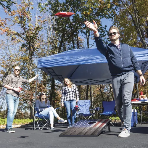 Miniatura 6 de Wild Sports Juego de Cornhole para exteriores de 2'x3' o 2'x4', bandera de Estados Unidos o opciones de madera natural con bolsa de transporte