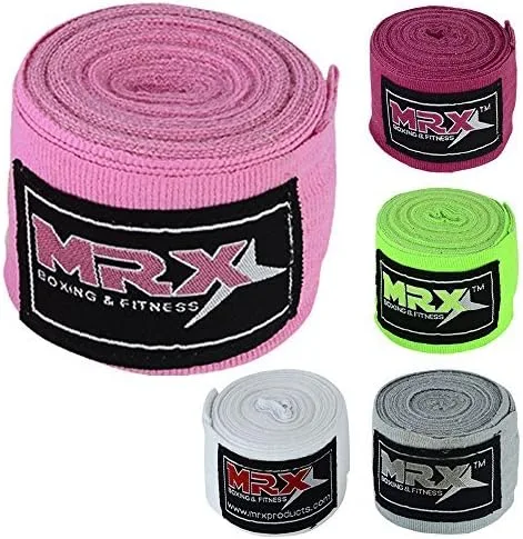 MRX BOXING & FITNESS Boxing Hand Wraps Semi-Elalstic Multi Colors Great for MMA Boxing Muay Thai Kick Boxing Training 118, 160, 180 Length