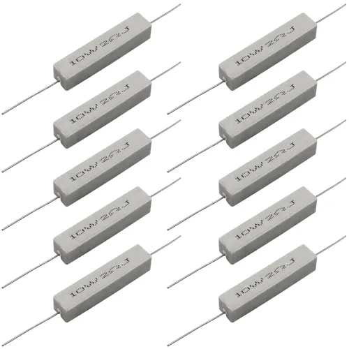 Miniatura 31 de 10 resistencias de cable de plomo axial de 10 W, 0.5 ohmios y 5 % – Resistencias de potencia de cemento cerámico fijas de heridas blancas