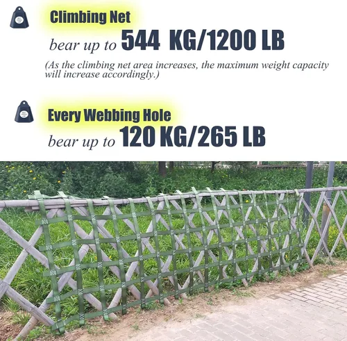 Miniatura 3 de Red de escalada para niños, obstáculos al aire libre, red de carga para escalera ninja, gimnasios de la selva, columpio, campo de obstáculos