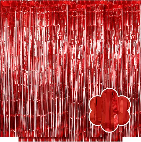 Miniatura 12 de Paquete de 5 cortinas de papel de aluminio negro de 3.2 x 9.8 pies, cortinas de oropel metálico con flecos, telón de fondo para cabina de fotos