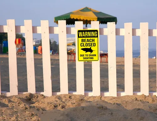 Miniatura 5 de Letreros de lata de advertencia, advertencia de playa cerrada debido a la observación, letrero de metal para hombres y mujeres, decoración de pared