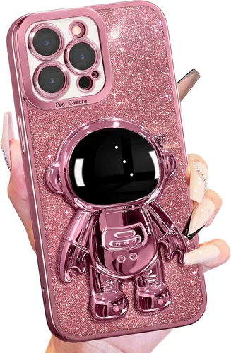 Miniatura 24 de Buleens Funda para iPhone 13 Pro Astronauta, Fundas Transparentes para iPhone 13 Pro con Papel Brillante y Soporte de Astronauta, Mujeres Niñas Rosa