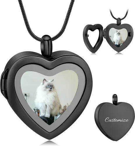Miniatura 23 de constantlife Joyería de cremación para cenizas – Colgante de corazón conmemorativo collar de urna conmemorativa soporte para cenizas de acero