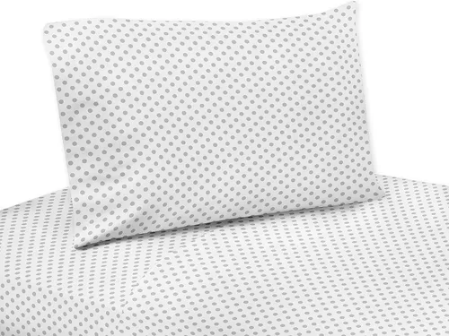 Miniatura 5 de Sweet Jojo Designs Juego de ropa de cama de 5 piezas de edredón, funda y sábanas con diseño de lunares y flores de rosa Acuarela rosa y gris