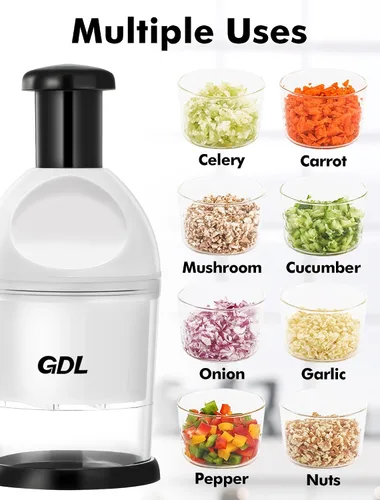 Miniatura 5 de Picador de alimentos, picador de mano, fácil de limpiar, picador manual de verduras, cortador de cebolla, picadora de ajo para cebolla, nueces