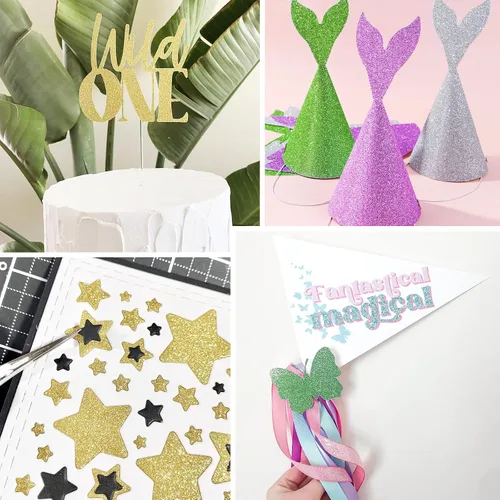 Miniatura 7 de Simetufy Papel de cartulina con purpurina, 60 hojas de 20 colores, cartulina A4 con purpurina para proyectos de bricolaje, papel brillante de alta