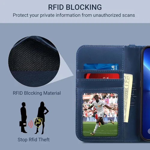 Miniatura 6 de ULAK Funda tipo cartera compatible con iPhone 13 para hombres, funda protectora con tapa de piel PU premium y función de caballete con tarjetero