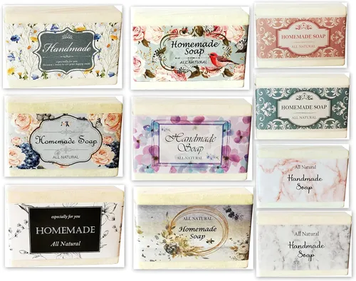 Miniatura 9 de Cinta de papel de envoltura para barra de jabón casera, productos hechos a mano, horizontal, 20 piezas (Celeste Floral)