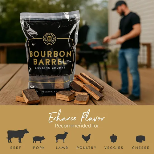 Miniatura 3 de Midwest Barrel Co. Bolsa de trozos de madera para barbacoa humeante de barril de bourbon - Trozos auténticos de madera de roble blanco americano