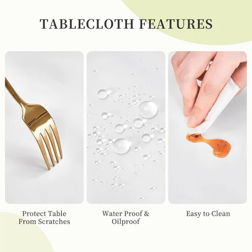 Miniatura 5 de Futterya Decorative Round Tablecloth Fitted Elastic Waterproof Table Cloth Cover Stretch Table Pad Cover for Parties Weddings Banquet Outdoor Events