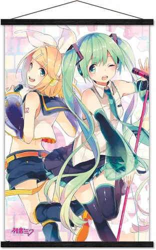 Miniatura 7 de Trends International Hatsune Miku - Póster de pared dúo, 22.37 x 34.00 pulgadas, paquete de impresión premium y colgador de madera de haya