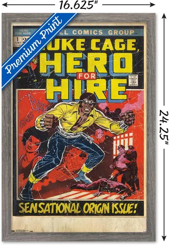 Miniatura 3 de Trends International Marvel Comics Luke Cage - Hero for Hire Cover #1 Wall Poster, 22.4L x 14.7W, Barnwood Framed Version