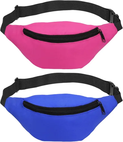 PATIKIL Riñonera de los años 80 para mujer, riñonera ajustable de los años 90 para correr, Rosa, azul cielo