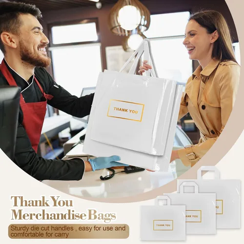 Miniatura 4 de Teling 200 piezas de bolsas de plástico de agradecimiento, bolsas de mercancía a granel para bodas y negocios, 9 x 12 pulg, 12 x 15 pulg, 15 x 18