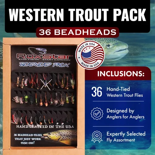 Miniatura 2 de RoxStar Fishing Fly Shop BeadHead Tungsten & Brass Fly Assortment Proudly Hand Crafted in The USA Gift Box Included.