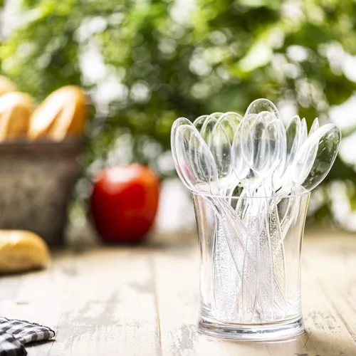 Miniatura 6 de Comfy Package [Paquete de 300] Cucharas de té de plástico transparente pesado con diseño grabado, utensilios desechables de plástico resistente