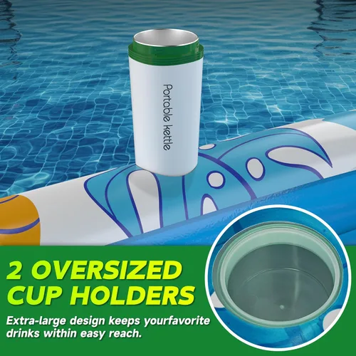Miniatura 3 de CACSPS Flotadores inflables de piscina para adultos, sillas flotantes con portavasos, flotadores de piscina resistentes para diversión acuática
