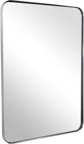 Miniatura 58 de ANDY STAR Espejo cromado para baño, espejo de pared con marco de metal de 22 x 30 pulgadas, espejo rectangular de acero inoxidable con esquina