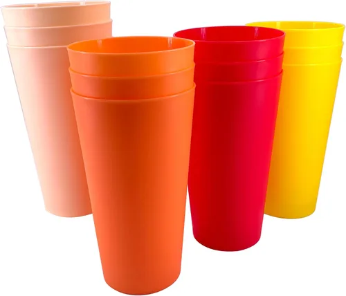 Miniatura 9 de Vasos de plástico reutilizables de 32 onzas, vasos de plástico irrompibles, sin BPA, aptos para lavavajillas, juego de 8 tazas grandes para agua