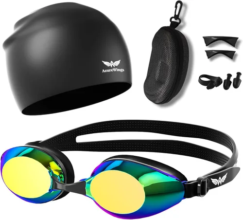 Miniatura 13 de Gafas de natación para mujeres y hombres, kit de adultos, antivaho UV, sin fugas, gafas de natación mejoradas HD para hombres y mujeres negro-humo +