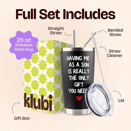 Miniatura 2 de KLUBI Regalos para el día de la madre de parte de su hijo, con texto en inglés "Having Me As a Son Is the Only Gift You Need You Need - Taza negra
