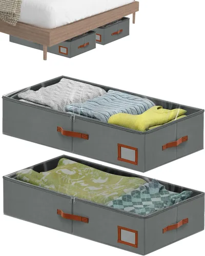 Miniatura 9 de Contenedores de almacenamiento de 4 pulgadas para debajo de la cama, paquete de 2 contenedores grandes de almacenamiento debajo de la cama con tapa