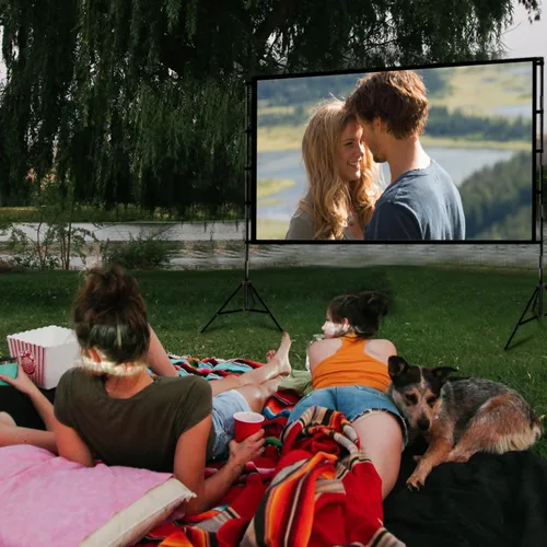 Miniatura 6 de Pantalla de proyector con soporte, Wootfairy pantalla de proyección plegable y portátil de 100 pulgadas 16:9 4K HD, pantalla de película sin arrugas