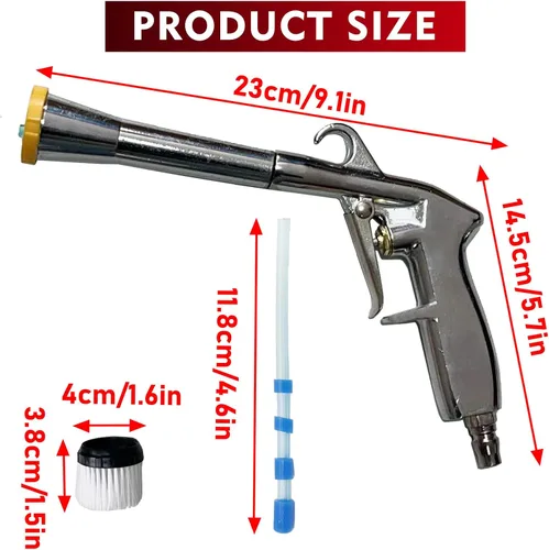 Miniatura 4 de syhvu Pistola de aire de alto volumen con boquilla de aire de latón ajustable, pistola sopladora de aire de grado industrial, herramienta