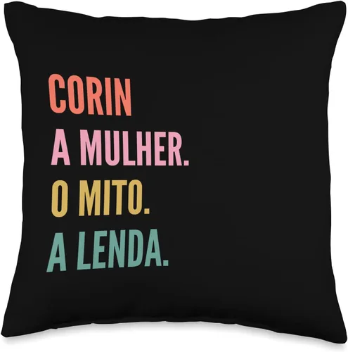 Designs De Nomes Engraçados Para Mulher Divertido cojín portugués con diseño de nombre Corin, 16 x 16 pulgadas, multicolor