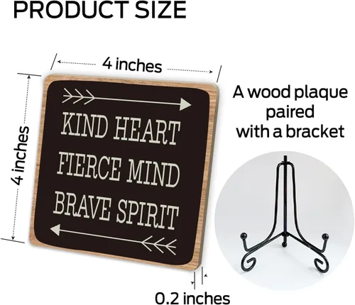 Miniatura 2 de Regalos inspiradores para mujeres y hombres, letreros de mesa de madera inspiradores, decoración de escritorio, placa de madera con soporte, corazón