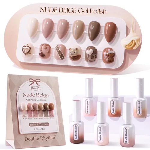Miniatura 14 de Double Rhythm Juego de 6 esmaltes de gel sin hema, de 0.50 onzas, del mismo color, del mismo color, con el mismo color que se remoja, kit de esmalte