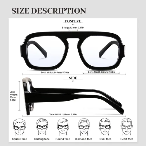 Miniatura 3 de Aviator Blue Light Blocking Glasses for Women Men Square Flat Top Computer TV Eyeglasses Anti Eyestrain